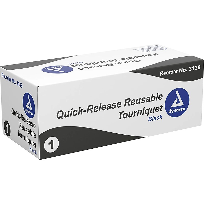 Dynarex Quick-Release Reusable Tourniquet, Black, 10/Carton (3138) image 1