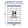 Avery Laser/Inkjet Rectangle Multipurpose Labels, 1" x 2.5", White, 600 Labels/Pack (94221)~#|#~91E4FB1F-5964-467D-8AF0729B9D6B2B54_sc7
