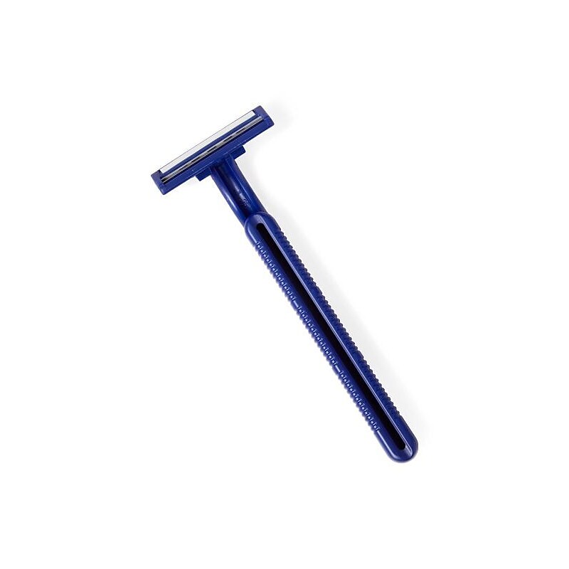 Medline Twin Blade Facial Razors with Lube Strip, Blue, 50/Box image 1