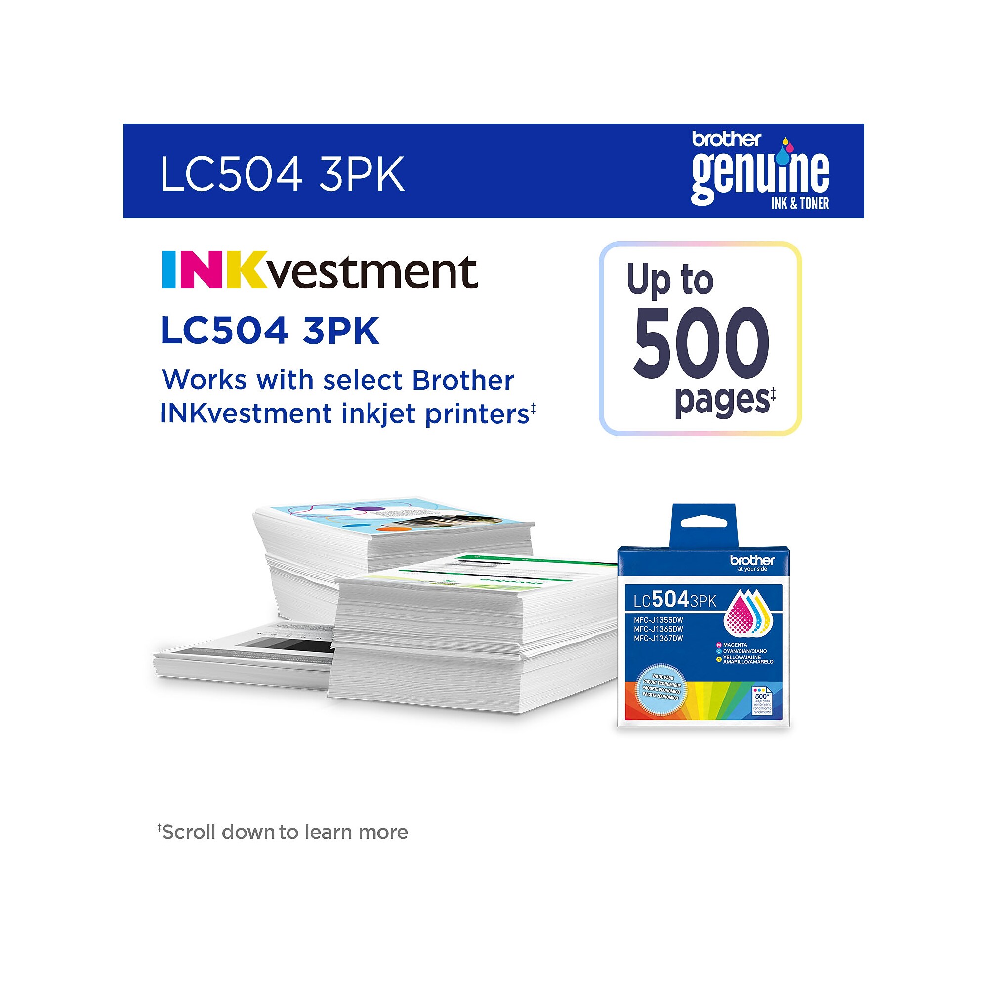 Brother LC504 Cyan/Magenta/Yellow Standard Yield Ink Cartridge (LC5043PKS) Sansujyuku sansujyuku.com