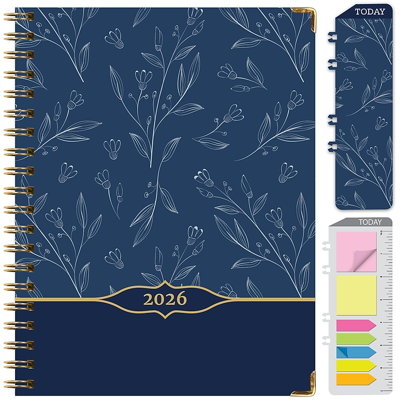 2026 Global Printed Products Big Print 8.5" x 11" Weekly & Monthly Planner, Paperboard Cover, Blueberry Vines (LGPRTCY26851188) image 1