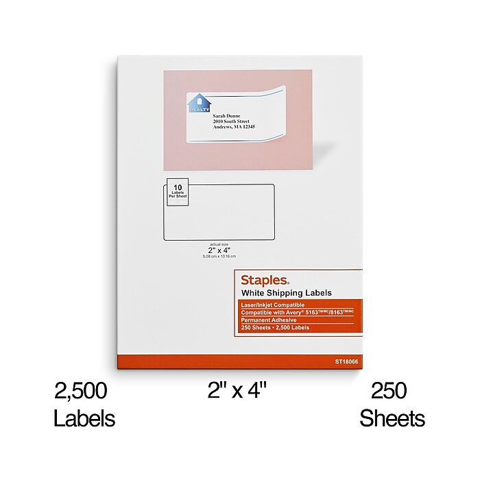 Staples Laser/Inkjet Shipping Labels, 2