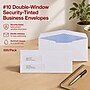 Staples #10 Double‑Window Security‑Tinted Business Envelopes, White, Gummed Closure, 9.5" x 4.125", 500/Pack~#|#~91FF0173-03A2-4732-B7C6E99DD26C622D_sc7