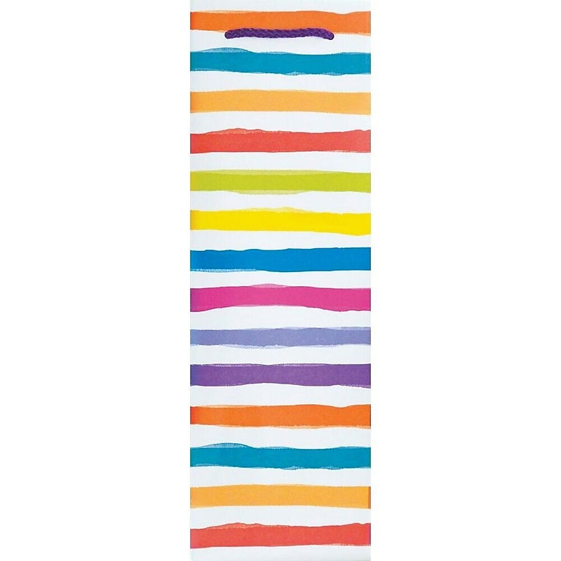 JAM Paper Rainbow Stripes Wine Gift Bags, 3/Pack (52622308481) image 1