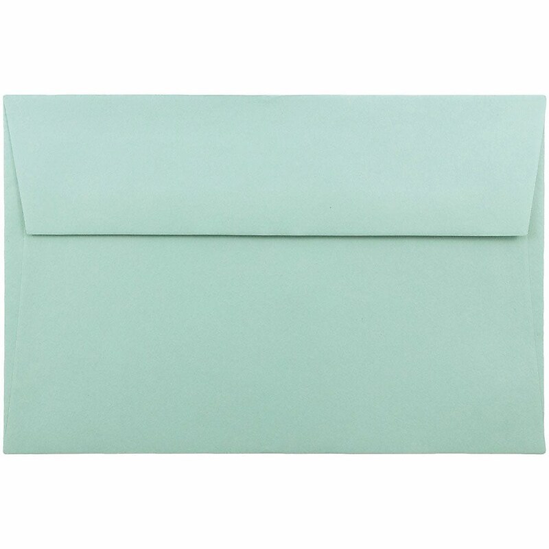 JAM Paper A9 Booklet Envelope 5 3/4" x 8 3/4", Aqua Blue, 100/Pack (157461d) image 1