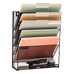 Mind Reader 5-Pocket Metal Mesh Mountable Wall File, Letter Size