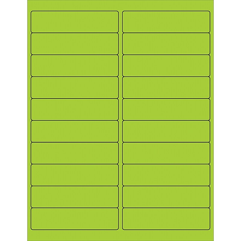 Tape Logic Rectangle Laser Labels, 4" x 1", Fluorescent Green, 2000/Case (LL177GN) image 1