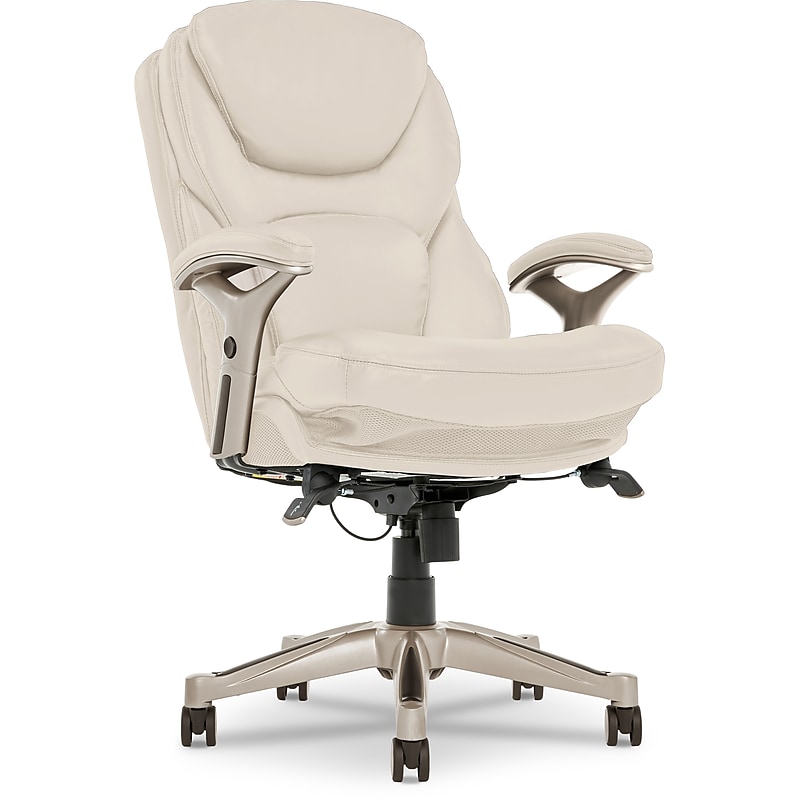 Serta Claremont Ergonomic Faux Leather Swivel Executive Chair with Back in Motion Technology, Ivory (44186C) image 1