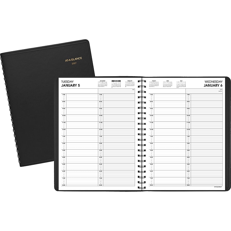 2027 AT-A-GLANCE 8.5" x 11" Daily Appointment Book, Faux Leather Cover, Black (70-222-05-27) image 1