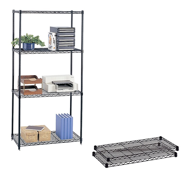 Safco Commercial Extra 2-Shelf Metal Shelf, 36", Black (5243BL) image 1