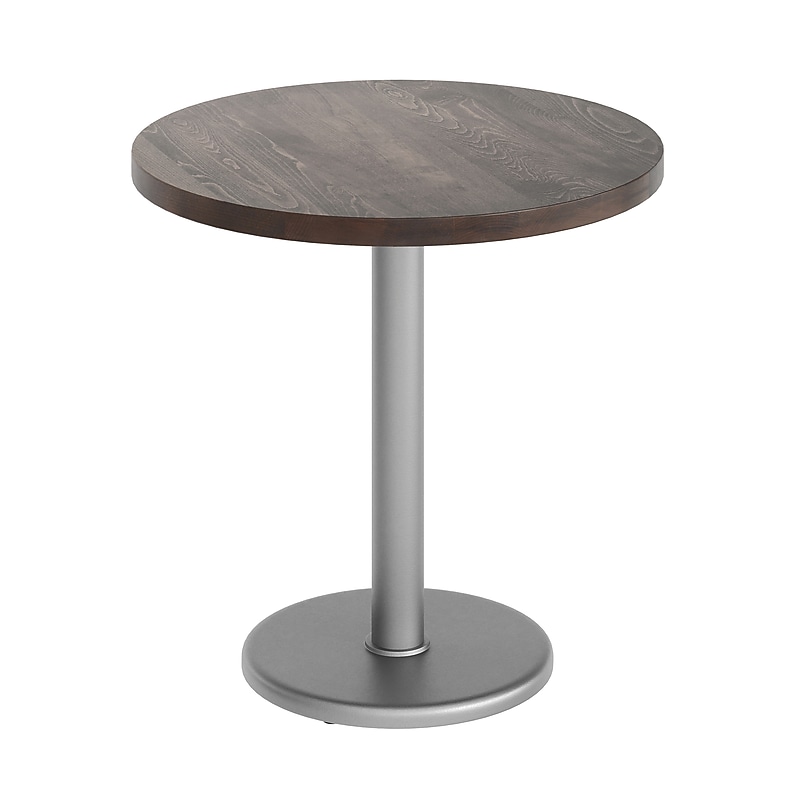 Flash Furniture Bennett 30" Round Wooden Commercial Indoor Table, Dark Brown Top/Silver Base (GSFRD30DBTR18S) image 1