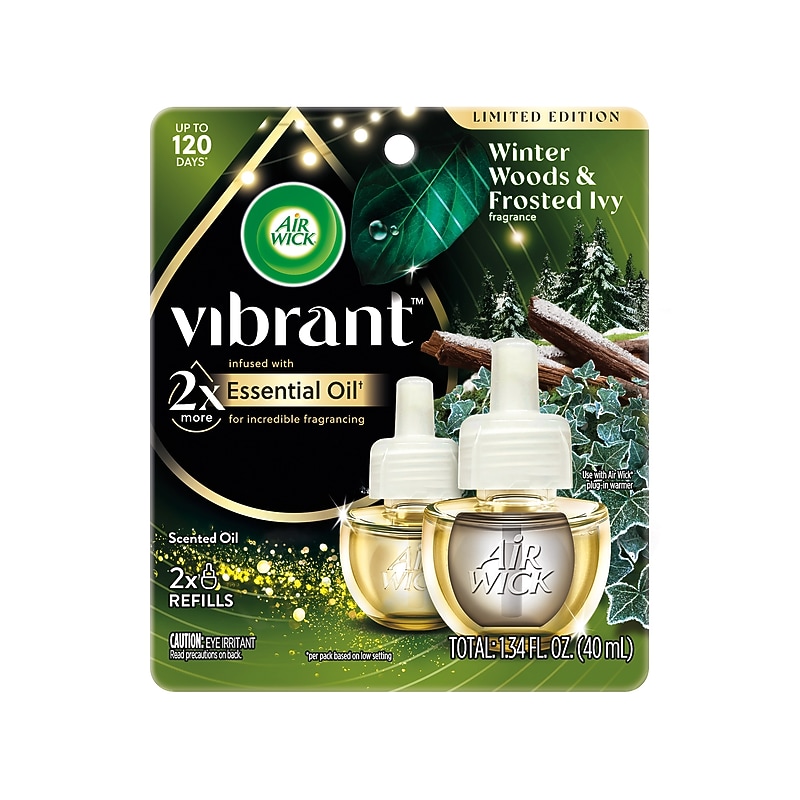Air Wick Vibrant Scented Oil Warmer Refill, Winter Woods & Frosted Ivy, 1.34 oz., 2/Pack (62338-03463) image 1