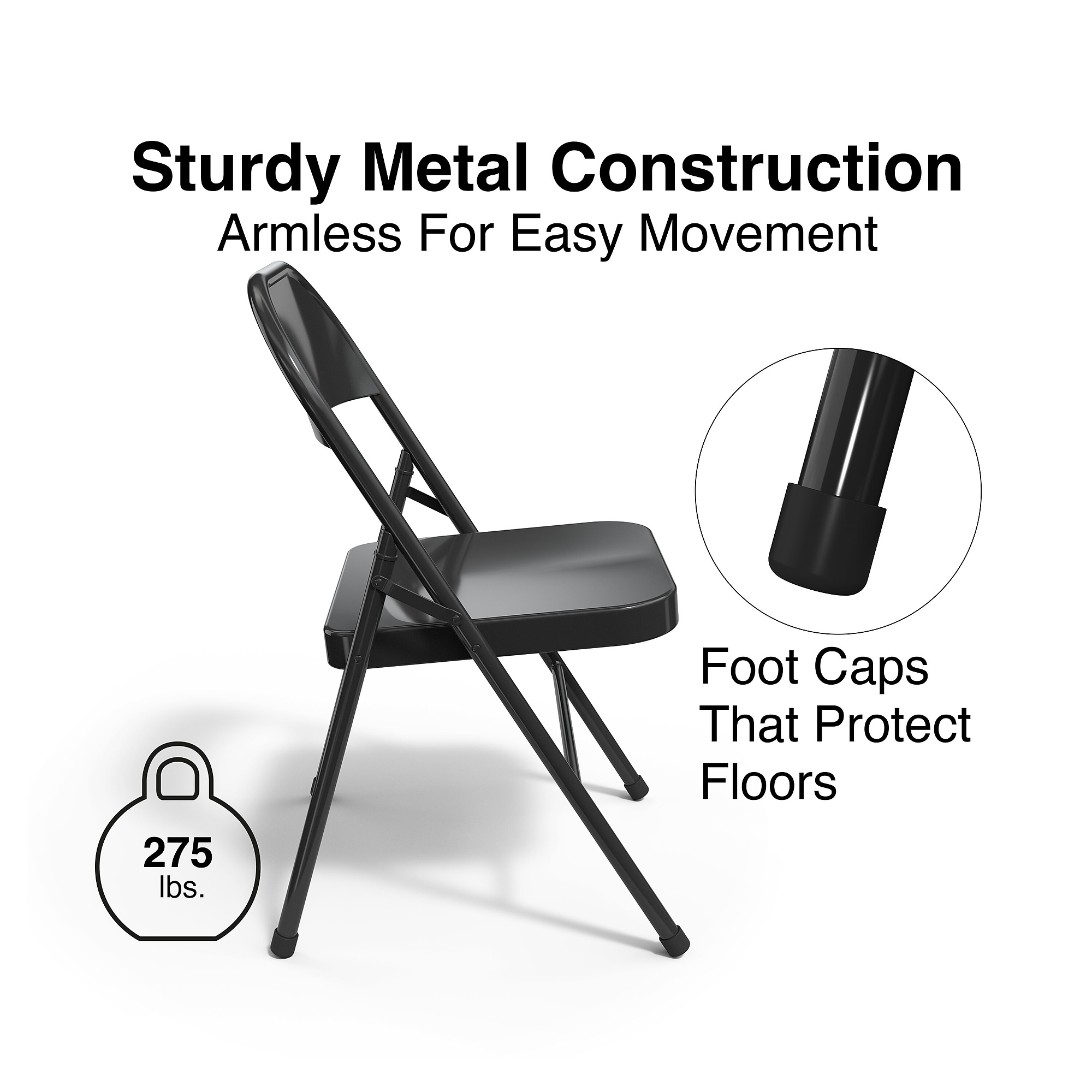 Staples Folding & Stacking Chair, Black, 4-Pack Sansujyuku sansujyuku.com