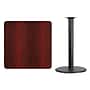 Flash Furniture Square Laminate Table Top with 24'' Round Bar-Height Table Base, 36" x 36", Mahogany (XUMA3636TR24B)~#|#~923406D3-9685-4AAB-A130589E6AAF3A2A_sc7
