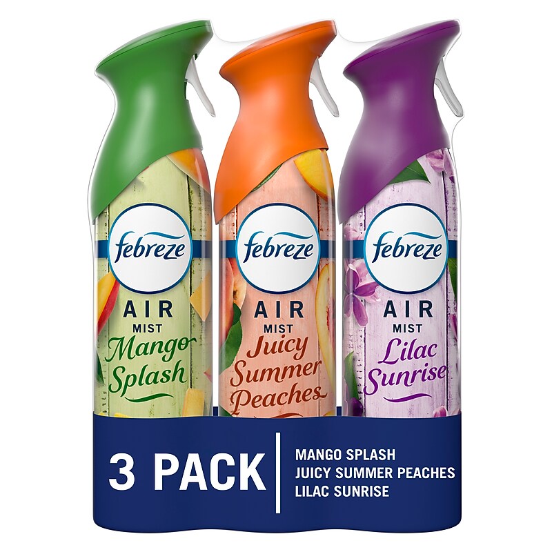 Febreze Air Mist Air Freshener Spray, Lilac Sunrise/Juicy Summer Peaches/Mango Splash Scent, 8 oz., 3/Pack (21291) image 1