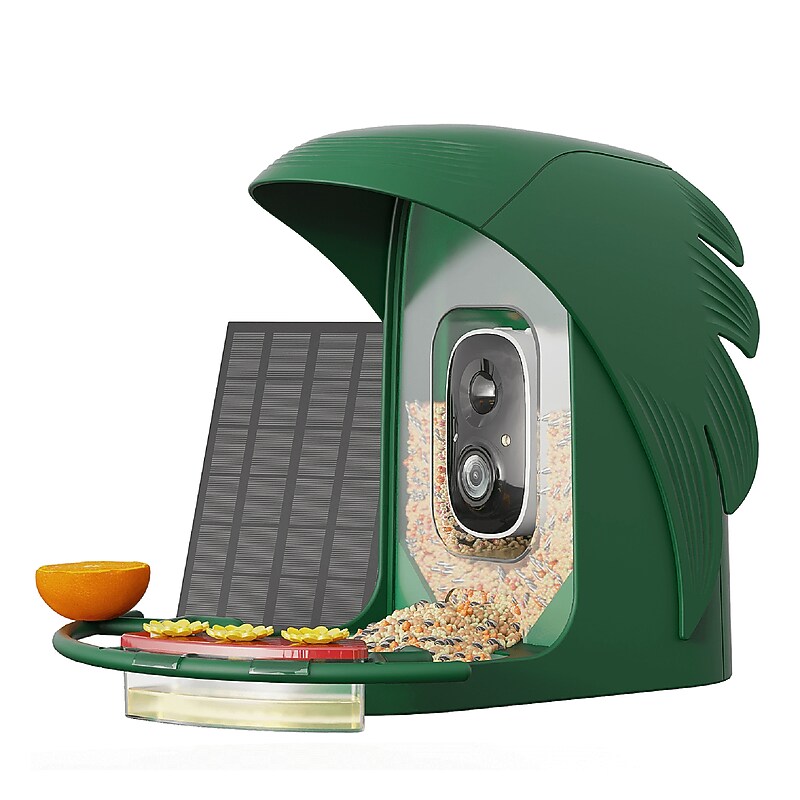 PerchMe AI-Recognition Solar Powered Smart Bird Feeder with Camera, Forest Green (SF-BF-FG01) image 1