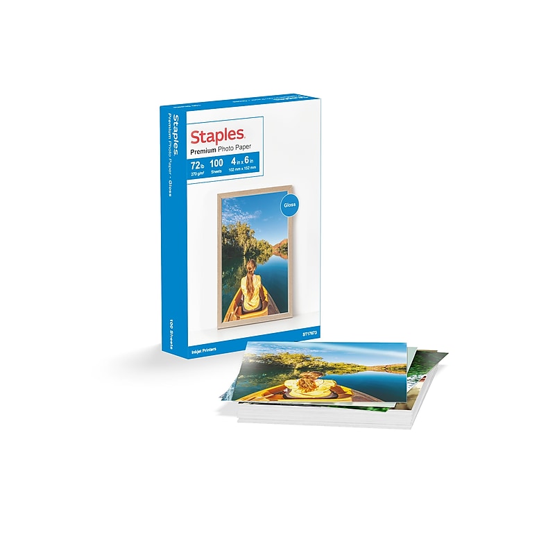 Staples® Premium Glossy Photo Paper, 4" x 6", 100 Sheets/Pack (ST17673) image 1