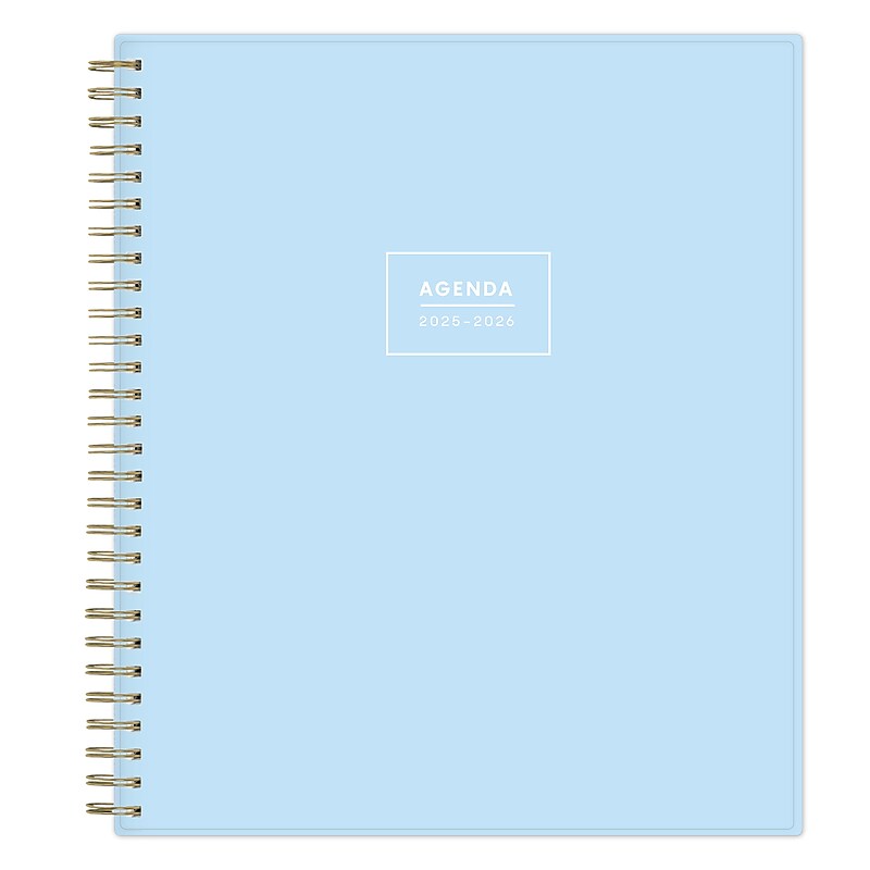 2025-2026 Blue Sky Solid Jordy 8" x 10" Academic Year Monthly Planner, Plastic Cover, Light Blue (151131) image 1