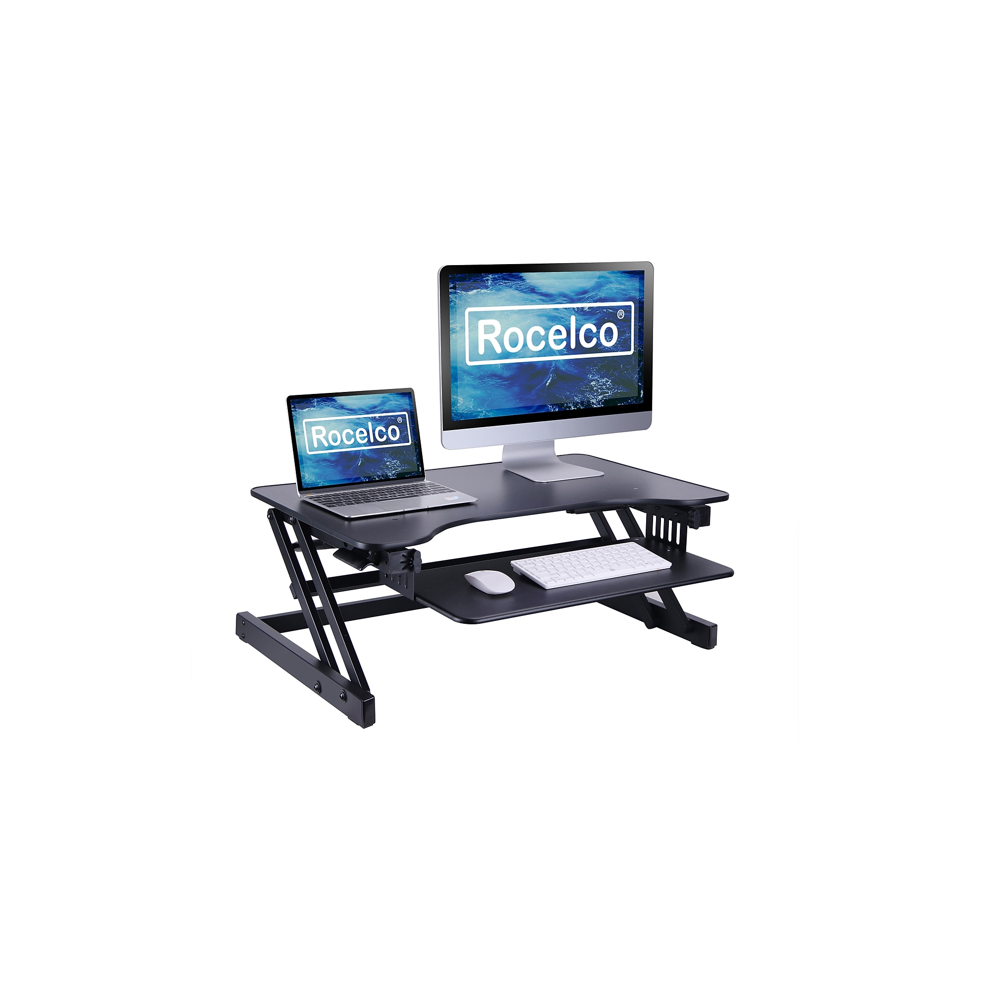 Rocelco 32″W Manual Adjustable Standing Desk Converter, Black (R ADRB) Sansujyuku sansujyuku.com