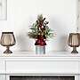 Nearly Natural Artificial Holiday Winter Greenery, Pinecone and Berries Christmas Table Arrangement, 20" (A1854)~#|#~9258F8B6-D287-42F6-A8D918509ECFFB2F_sc7