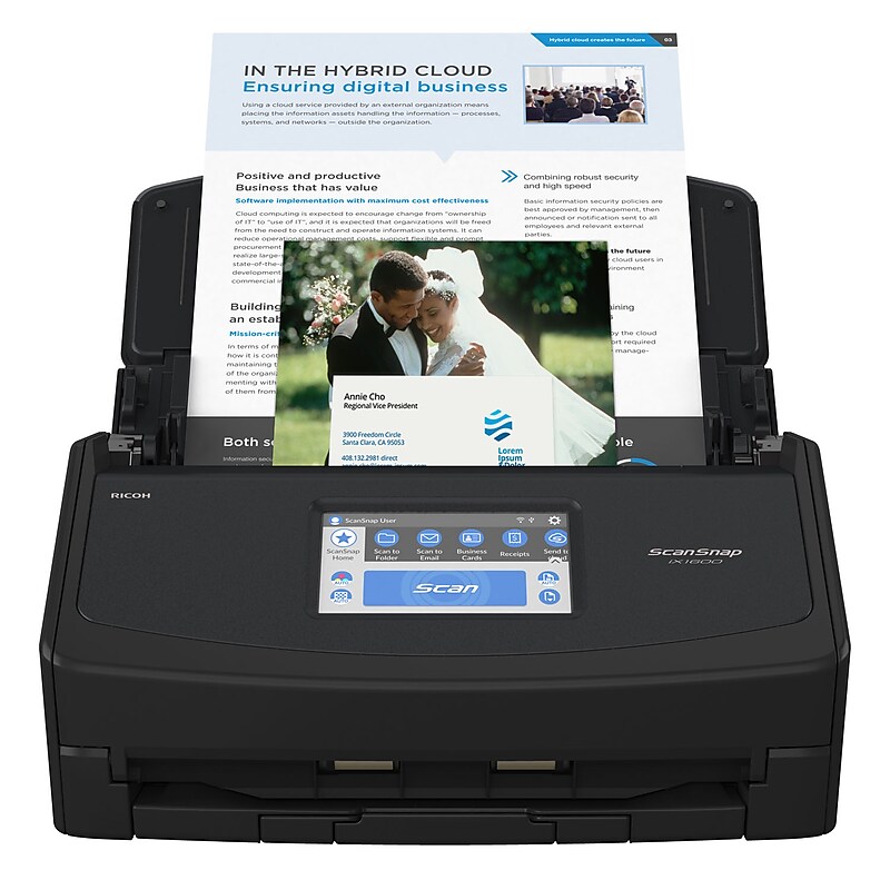 RICOH ScanSnap IX1600 PA03770-B635 Wireless Duplex Document Scanner, Black image 1