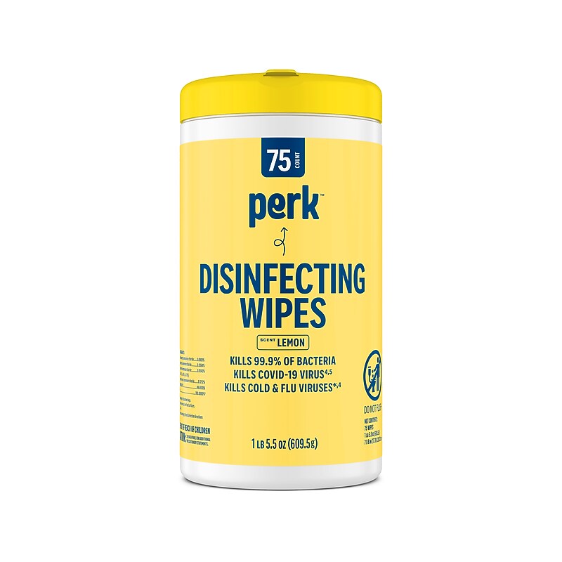 Perk™ Disinfecting Wipes, Lemon Scent, 75 Wipes/Pack (PK56665) image 1