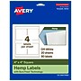 Avery Hemp Square Laser/Inkjet Multipurpose Labels, 4" x 4", Off-White (80/Pack)~#|#~9264716D-B74C-481E-B6D29DDA2D6C1BE1_sc7