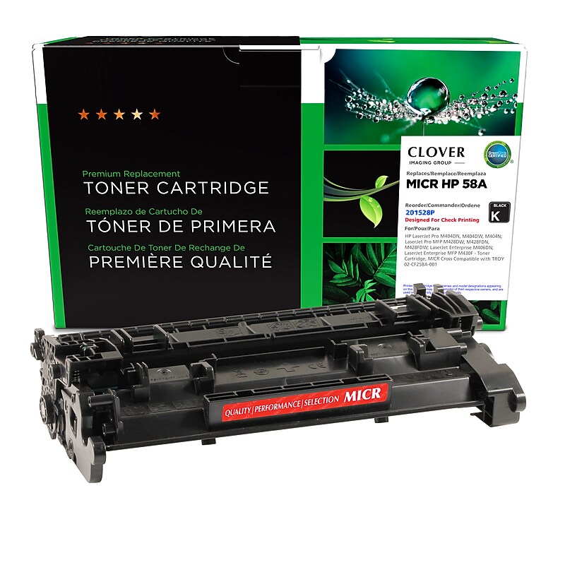 Clover Imaging Group Remanufactured HP 58A Black Standard Yield MICR Toner Cartridge Replacement for HP CF258A (201528P) image 1