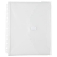 Seajan 48 Pcs Poly Translucent Slash File Jacket Binder Organizer Pockets 3 Hole Punch Binder Folders 3 Ring Binder Plastic Sleeves For Paper Document