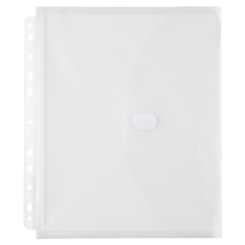 JAM Paper Plastic Binder Pocket, 3-Hole Punched, Clear, 3/Pack (218VB1CLX3) image 1