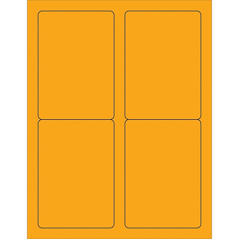 Tape Logic Rectangle Laser Labels, 3 1/2" x 5", Fluorescent Orange, 400/Case (LL176OR) image 1