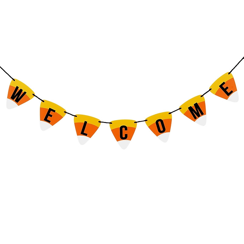 National Tree Company 31" Candy Corn Welcome Banner (MZ17-HL2301-1) image 1