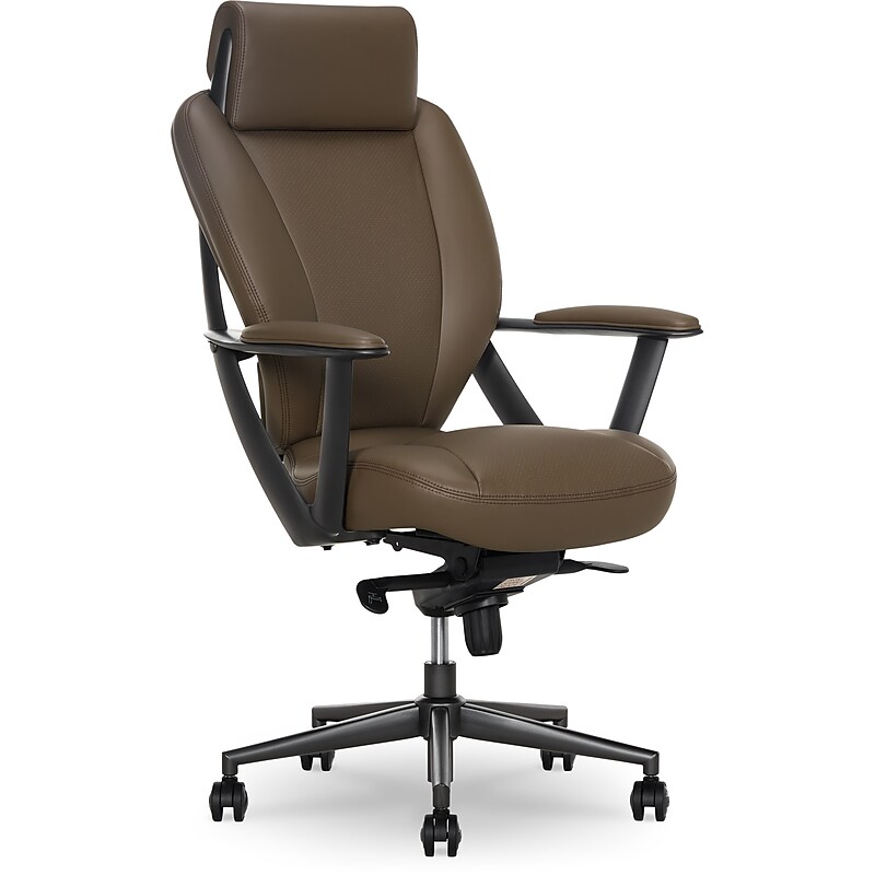 La-Z-Boy Vannes Ergonomic Polyurethane Swivel Executive Chair, Brown (60101-BRN) image 1