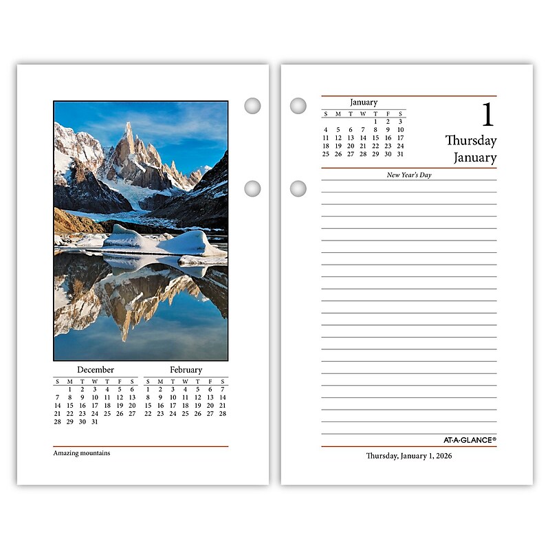 2026 AT-A-GLANCE Photographic 6" x 3.5" Desk Calendar Refill Pages (E417-50-26) image 1