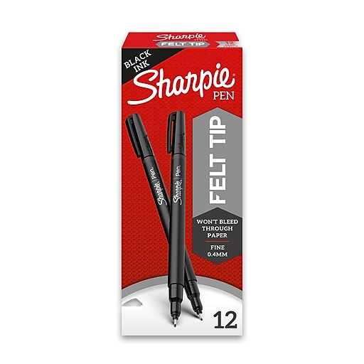 STAPLES ADVANTAGE Sharpie Permanent Markers, Fine Point, Black, Dozen