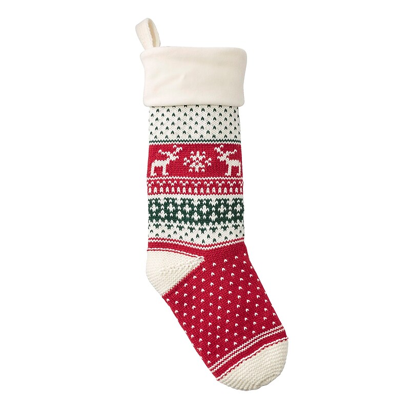 L.L.Bean Fair Isle Knit Christmas Stocking, Red Fair Isle (1000199252) image 1
