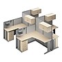 Bush Business Furniture Office in an Hour 4 Person L Cubicle Desk Set, Natural Elm (OIAH007NE)~#|#~92858CA9-264F-4A70-934941699078811C_sc7