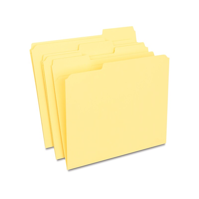 Staples Reinforced File Folders, 1/3-Cut Tab, Letter Size, Yellow, 100/Box (ST508903-CC) image 1