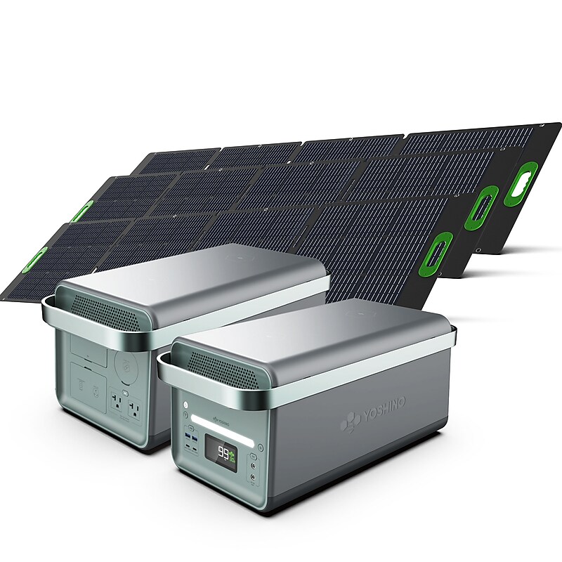 Yoshino K40SP23 11-Port Solid-State Solar Generator 2611Wh, 4000W with 3-Piece Solar Panels (600W) Emergency UPS Backup Battery image 1
