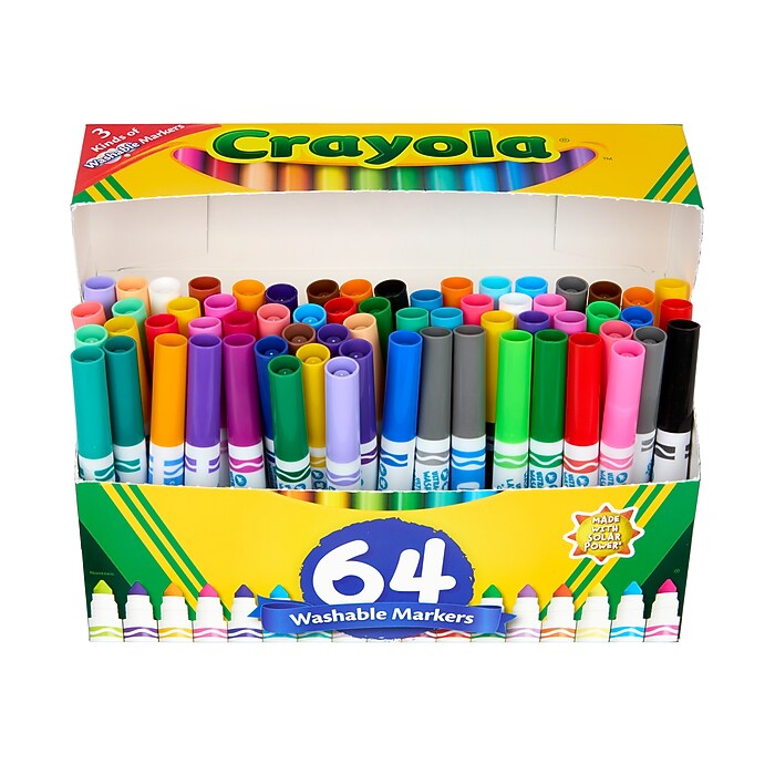 Crayola Washable Kid's Markers, Broad Point, 64/Box (58-8180