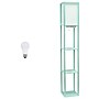 Creekwood Home Classix 3-Tier Storage LED Floor Lamp with Charging Ports & Outlet, with Feit LED Bulb, Aqua (CWF-3009-AU-LB)~#|#~929B6077-CD6C-475C-9FE3356E86540288_sc7