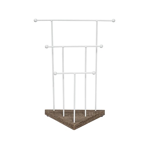 HoneyCanDo 3Tier Jewelry Stand, Natural Wood/White (STO08365) Staples
