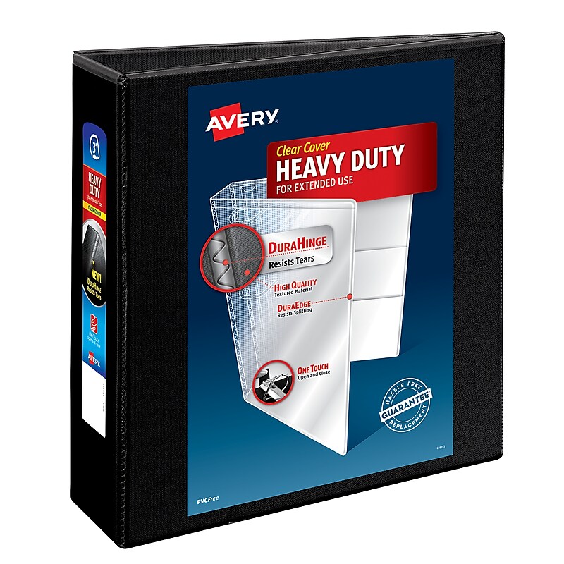 Avery Heavy Duty 3" 3-Ring View Binders, Slant Ring, Black (5600) image 1