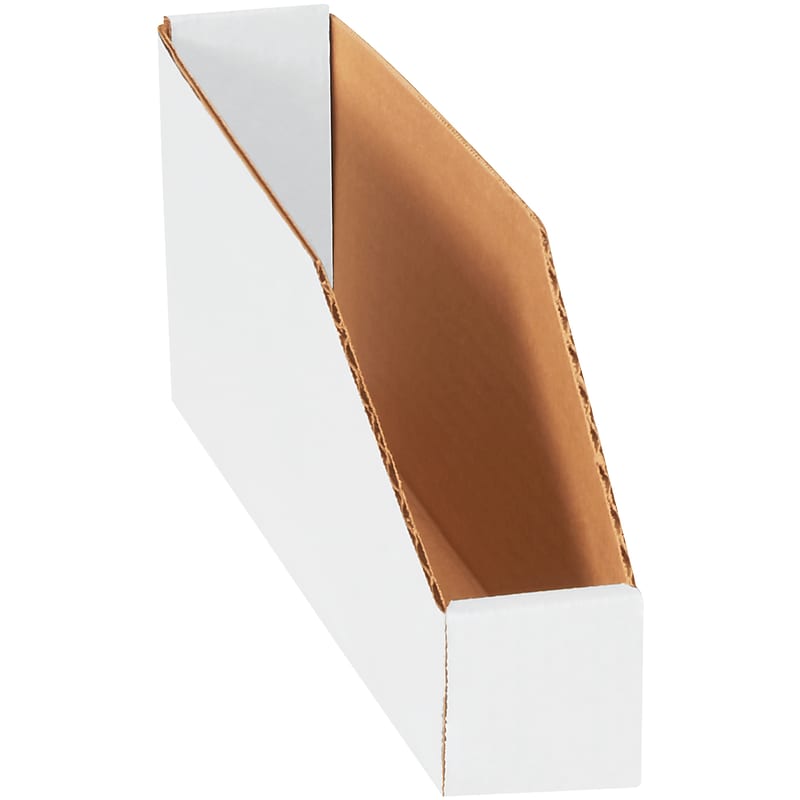 Small Folding Corrugated Storage Bin, 4.5" x 2"x 12", White, 50/Bundle (BINMT212) image 1