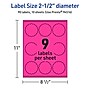 Avery Round Scalloped Laser/Inkjet Multipurpose Labels, 2.5" Dia, Neon Magenta (90/Pack)~#|#~92B95C4E-F81A-46A8-AA10C45BEEFB0532_sc7