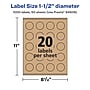 Avery Laser/Inkjet Round Multipurpose Labels, 1.5" Dia., Kraft Brown, 1,000 Labels/Box (94506)~#|#~92BDE1C2-E098-4B17-86AADA175A5BEFD0_sc7