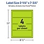 Avery Printable Rectangle Multipurpose Labels, 2.25" x 7.75", Bright Green, 160/Pack (94244)~#|#~92CC34E0-4673-44FB-A51CDB63B4757753_sc7