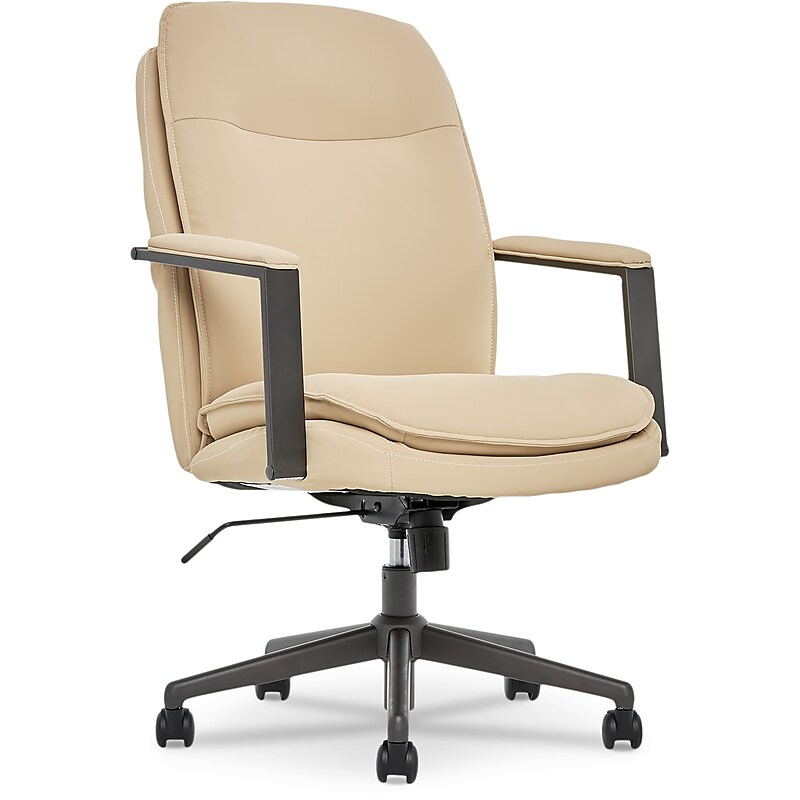 Thomasville Furniture Upton Ergonomic Bonded Leather Swivel Manager Chair, Cream (51421-CRM) image 1