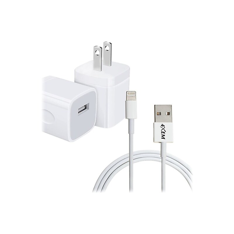 4XEM USB-A to Lightning Charging Kit/Bundle for iPhone/iPod, White (4XAPPLKIT6) image 1