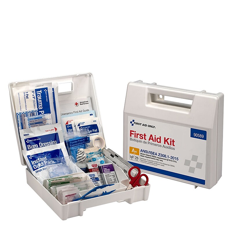 First Aid Only Plastic First Aid Kit with Medication, ANSI 2015 Class A, 25 People, 141 Pieces (90589) image 1